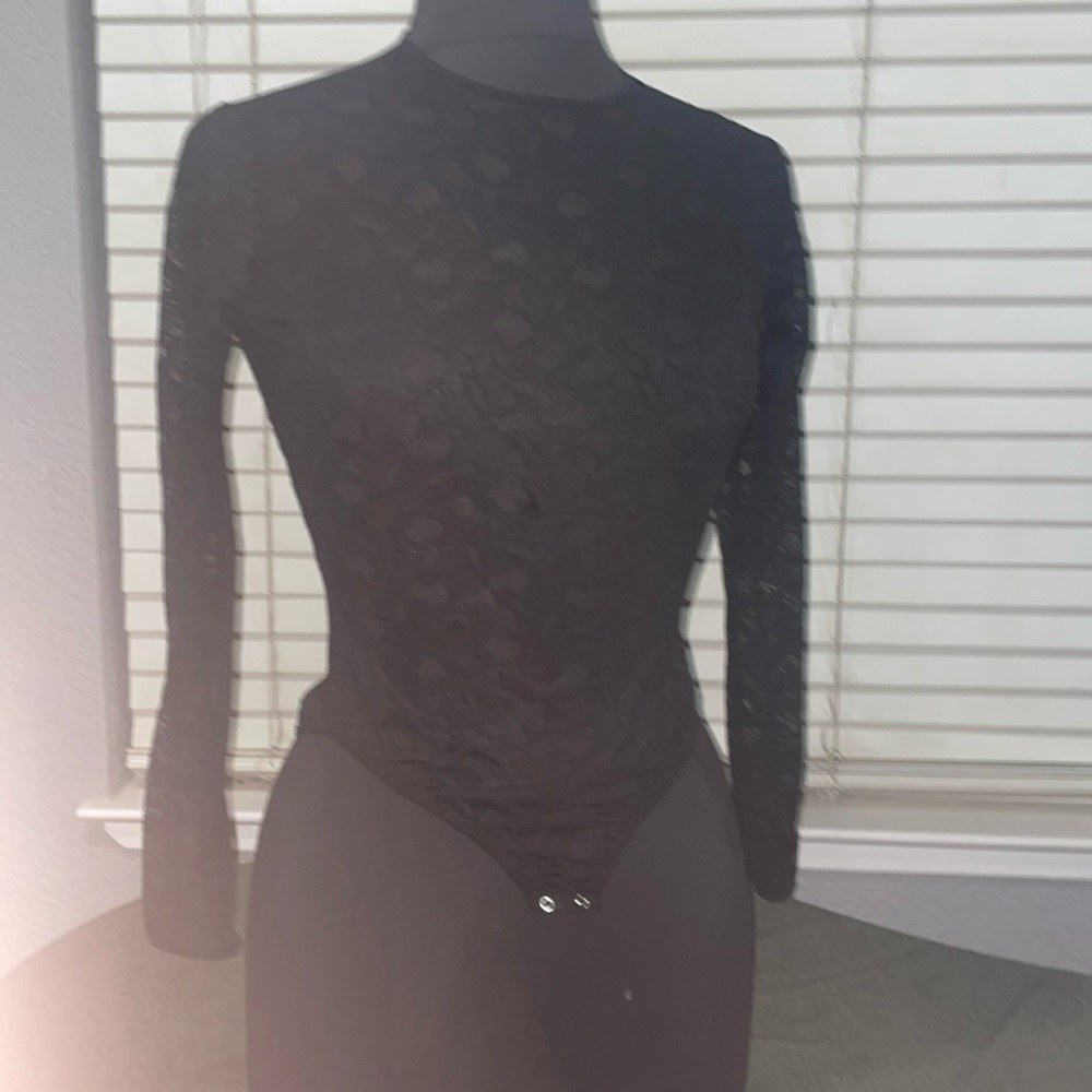 Vintage long sleeve Lace black body suit